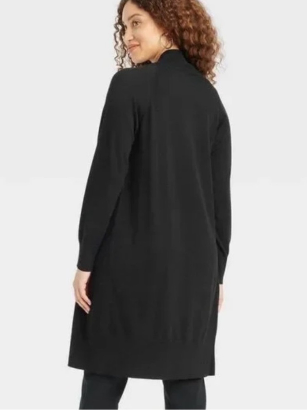 A New Day Women’s Long Open-Front Black Cardigan Sweater S - Picture 2 of 4